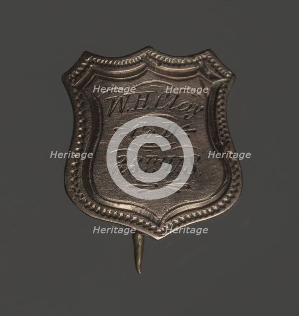 Shield-shaped identification pin for William H. Clay, 1864-65. Creator: Unknown.