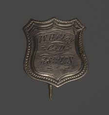 Shield-shaped identification pin for William H. Clay, 1864-65. Creator: Unknown