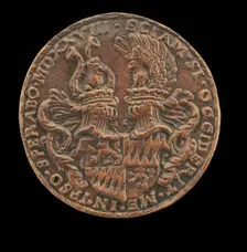 Shield with Casques and Crests [reverse], 1528. Creator: Matthes Gebel