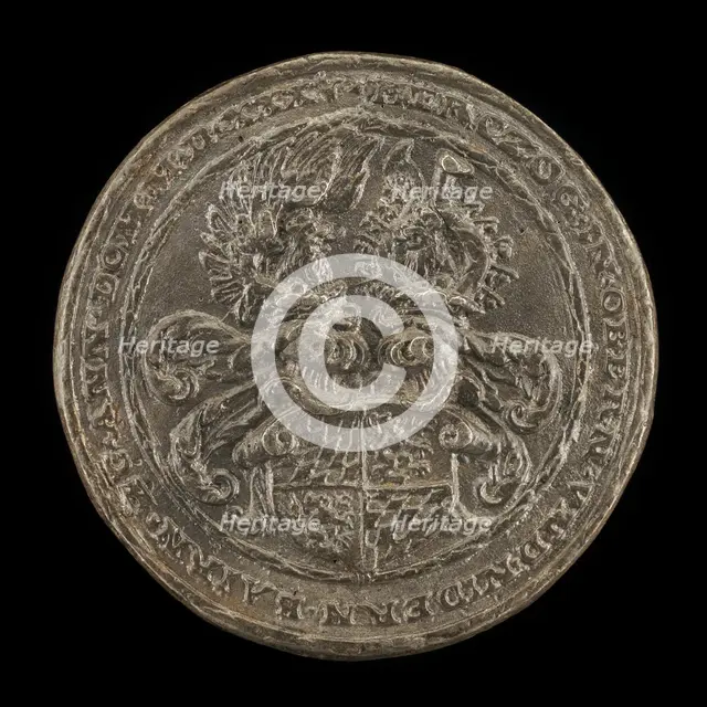 Shield with Casques and Crests [reverse], 1535. Creator: Matthes Gebel.