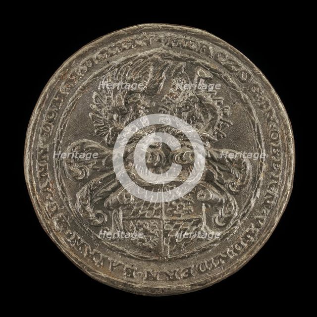Shield with Casques and Crests [reverse], 1535. Creator: Matthes Gebel.