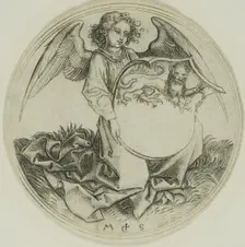 Shield with a Lion, Held by an Angel, n.d. Creator: Martin Schongauer