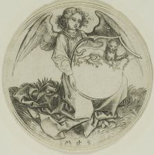 Shield with a Lion, Held by an Angel, n.d. Creator: Martin Schongauer