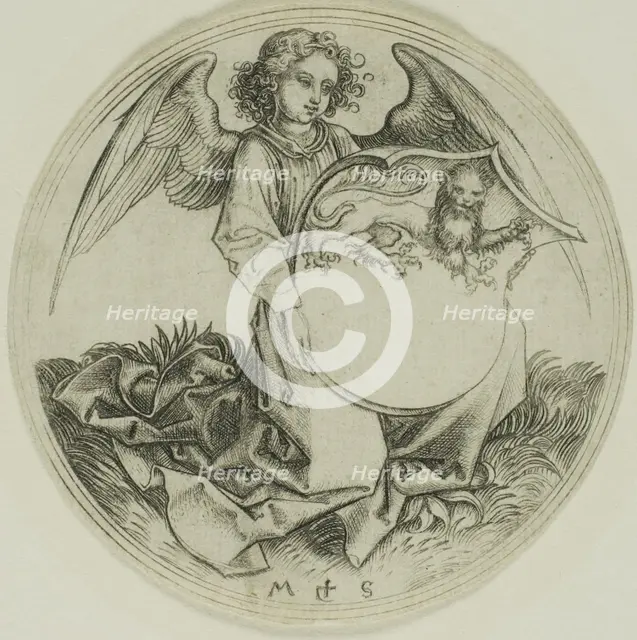 Shield with a Lion, Held by an Angel, n.d. Creator: Martin Schongauer.