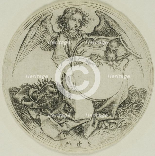 Shield with a Lion, Held by an Angel, n.d. Creator: Martin Schongauer.