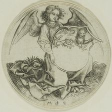 Shield with a Lion, Held by an Angel, n.d. Creator: Martin Schongauer