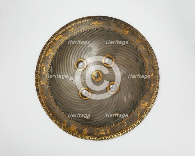 Shield with Hunting and Landscape Vignettes, India, second half 17th century. Creator: Unknown.