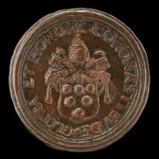Shield with the Medici Arms, Surmounted by the Papal Tiara and Crossed Keys [reverse], c. 1513/1515. Creator: Unknown
