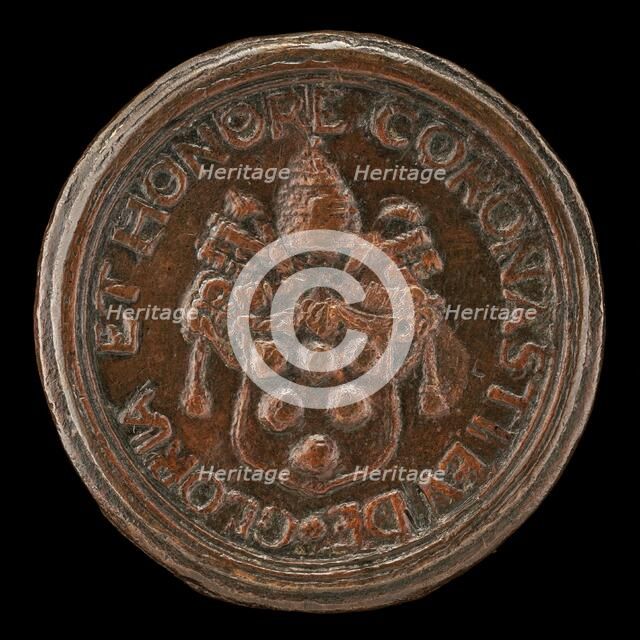 Shield with the Medici Arms, Surmounted by the Papal Tiara and Crossed Keys [reverse], c. 1513/1515. Creator: Unknown.