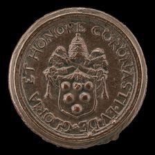 Shield with the Medici Arms, Surmounted by the Papal Tiara and Crossed Keys [reverse], c. 1513/1515. Creator: Unknown