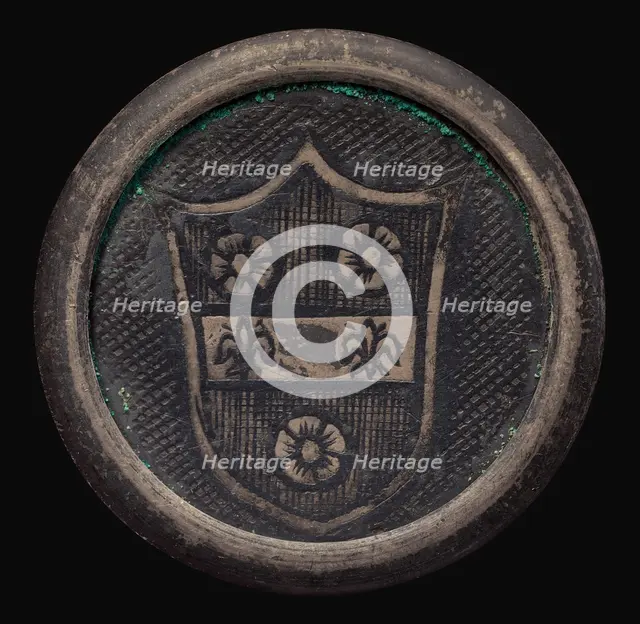 Shield with three roses and two fleur de lys. Creator: Unknown.