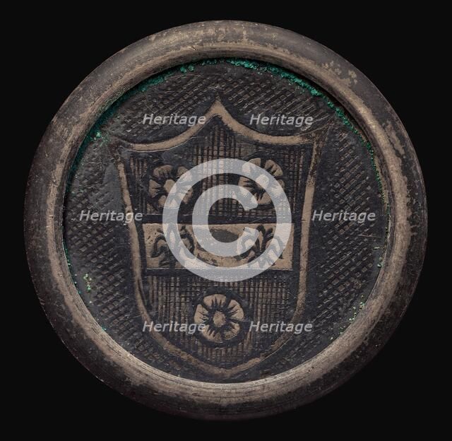 Shield with three roses and two fleur de lys. Creator: Unknown.