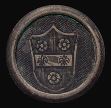 Shield with three roses and two fleur de lys. Creator: Unknown