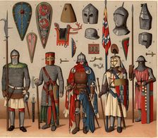Shields, helmets, coats and armors from French knights