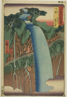 Shimotsuke Province: Urami Waterfall in Mount Nikko (Shimotsuke, Nikkosan Urami no taki), ..., 1853. Creator: Ando Hiroshige