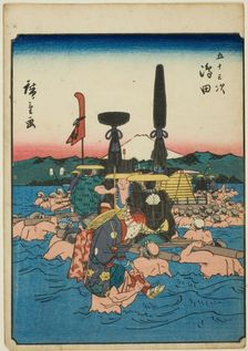 Shimada, from the series "Fifty-three Stations [of the Tokaido] (Gojusan tsugi)," also..., 1852. Creator: Ando Hiroshige
