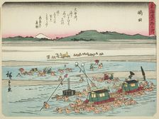 Shimada, from the series "Fifty-three Stations of the Tokaido (Tokaido gojusan tsugi..., c. 1837/42. Creator: Ando Hiroshige