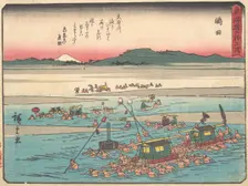 Shimada; Oigawa Shun-Gan, Banks of the Oi River, ca. 1838., ca. 1838. Creator: Ando Hiroshige