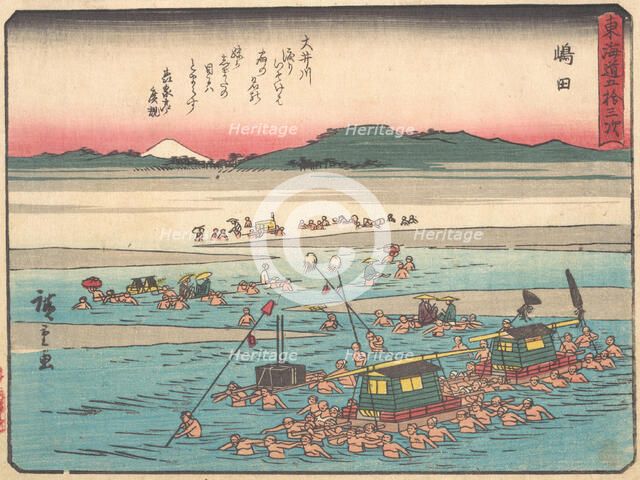 Shimada; Oigawa Shun-Gan, Banks of the Oi River, ca. 1838., ca. 1838. Creator: Ando Hiroshige.