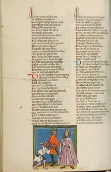 Shimei Throwing Stones at David; Weltchronik, about 1400-1410. Creator: Unknown