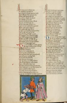 Shimei Throwing Stones at David; Weltchronik, about 1400-1410. Creator: Unknown