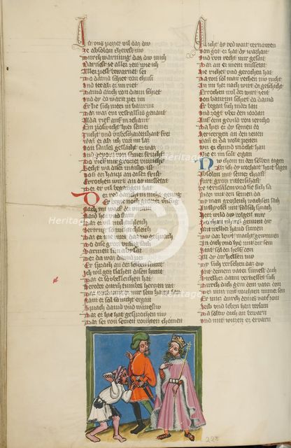 Shimei Throwing Stones at David; Weltchronik, about 1400-1410. Creator: Unknown.