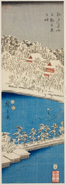 Shinobazu Pond at Ueno (Ueno Shinobazu no ike), from the series "Famous...1852, third month. Creator: Ando Hiroshige