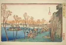 Shinobazu Pond at Ueno (Ueno Shinobazu no ike), from the series "Famous Places in..., c. 1832/34. Creator: Ando Hiroshige