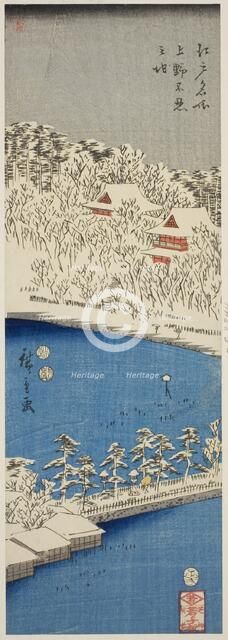Shinobazu Pond at Ueno (Ueno Shinobazu no ike), from the series "Famous...1852, third month. Creator: Ando Hiroshige.