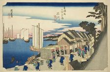 Shinagawa: Departure of the Daimyo (Shinagawa, shoko detachi), from the series "Fift..., c. 1833/34. Creator: Ando Hiroshige