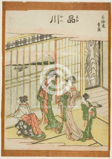 Shinagawa, from the series "Fifty-three Stations of the Tokaido (Tokaido gojusan..., Japan, c.1806. Creator: Hokusai.