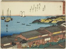 Shinagawa, from the series "Fifty-three Stations of the Tokaido (Tokaido gojusan tsu..., c. 1837/42. Creator: Ando Hiroshige