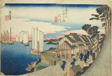 Shinagawa: Sunrise (Shinagawa, hinode), from the series "Fifty-three Stations of the..., c. 1833/34. Creator: Ando Hiroshige