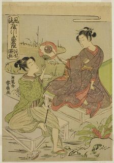 Shingen and Kenshin, from the series "Mirrors of Warriors in Fashionable Parodies..., c. 1769. Creator: Isoda Koryusai