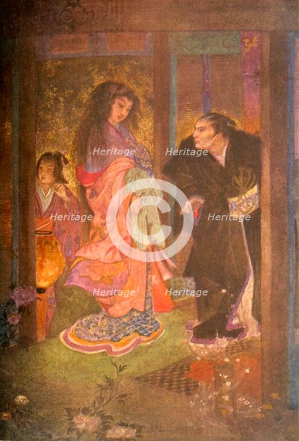 'Shinzaburo recognised Tsuyu and her maid Yoné', 1912. Creator: Evelyn Paul.