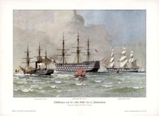 Ship types from the first half of the 19th century, (1900).Artist: Willy Stower