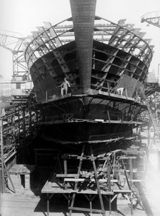 Ship under construction in Kockums shipyard, Malmö, Sweden, 1940s. Creator: Unknown