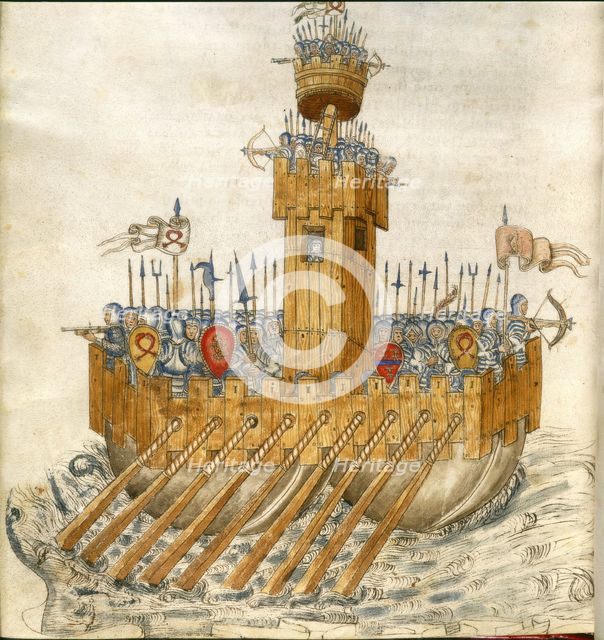 Ship with armed soldiers, 15th century .  Creator: Unknown.