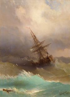 Ship Amid the Stormy Sea, 1887. Creator: Ivan Aivazovsky