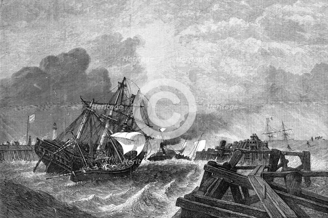 "Ship and Crew Saved", by G. H. Andrews,...exhibition...Society of Painters in Water-Colours, 1868. Creator: Unknown.