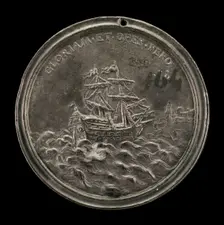 Ship and Fortified City [reverse], c. 1740s. Creator: Antonio Francesco Selvi