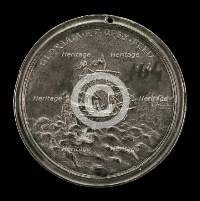 Ship and Fortified City [reverse], c. 1740s. Creator: Antonio Francesco Selvi.