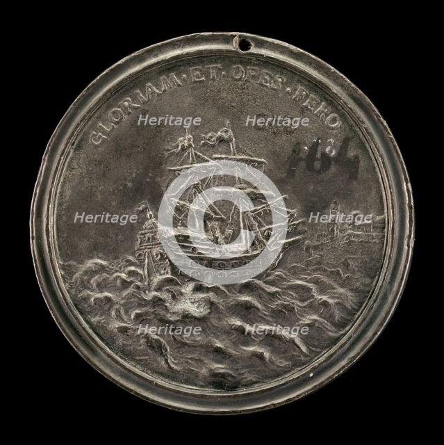 Ship and Fortified City [reverse], c. 1740s. Creator: Antonio Francesco Selvi.
