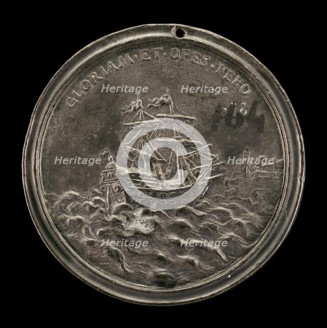 Ship and Fortified City [reverse], c. 1740s. Creator: Antonio Francesco Selvi.