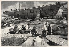 Ship-Building, Gloucester Harbor, 1873. Creator: Winslow Homer (American, 1836-1910)