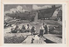Ship-Building, Gloucester Harbor (Harper's Weekly, Vol. XVII), October 11, 1873. Creator: Unknown