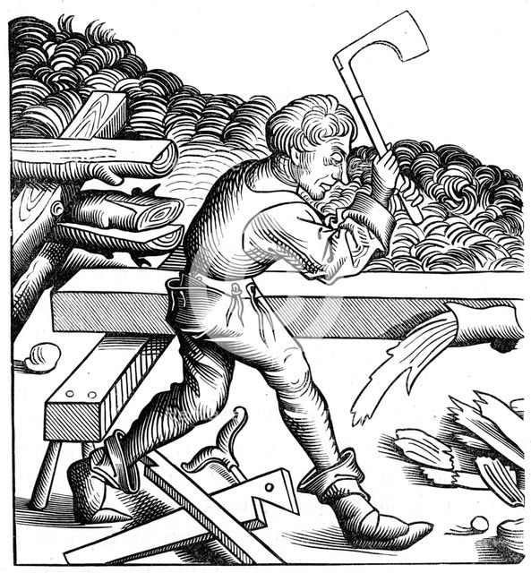 Ship carpenter, 15th century (1849). Artist: Unknown