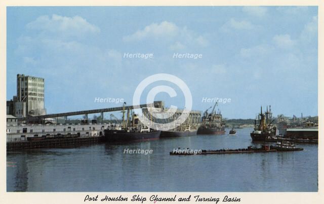 Ship Channel and turning basin, Port Houston, Texas, USA, 1959. Artist: Unknown