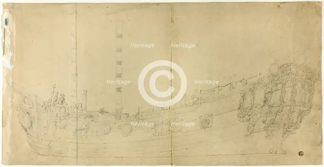 Ship Constructor's Drawing for Dutch Galleon, n.d. Creator: Willem van de Velde I.