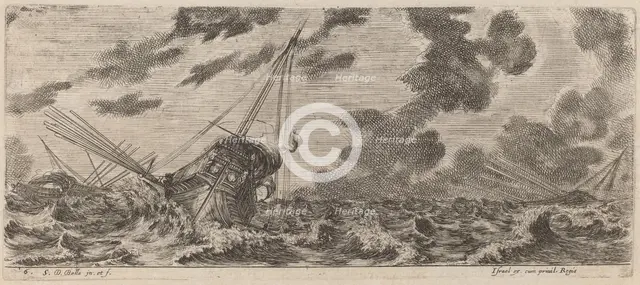 Ship in Tempest, 1644. Creator: Stefano della Bella.